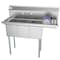 Koolmore 3 Compartment Stainless Steel Commercial Kitchen Sink with Drainboard - Bowl Size 10" x 14" x 10" SC101410-12R3 - alternate 1